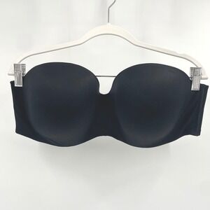 Victoria's Secret Strapless Plunge Bra Black 40DD E90 Lined Seamless, No straps